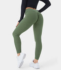 Green Seamless Flow Mid Rise Butt Lifting Crossover Legging