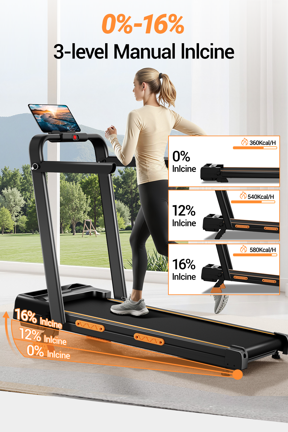 <tc>Umay X5F Tapis de course portable pliable 3 en 1 avec inclinaison de 16 % maximum 10 KM/H</tc>