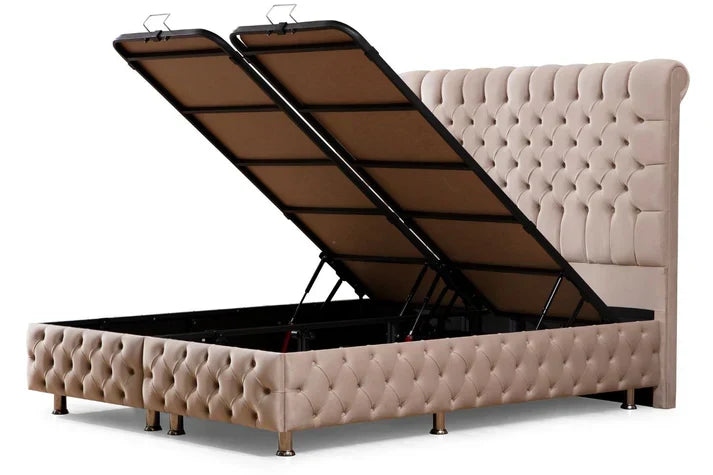 Lit Coffre Luna Velours Luxe