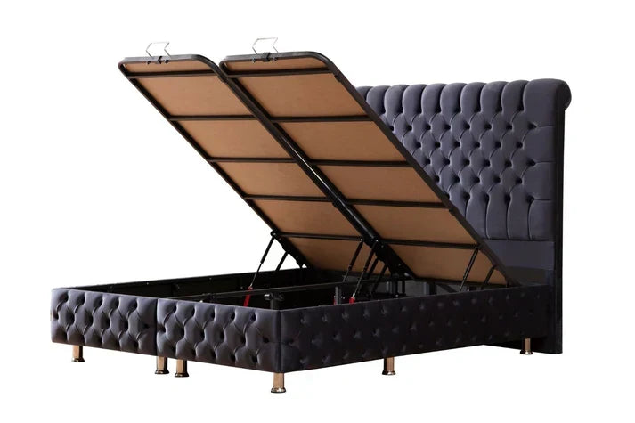 Lit Coffre Luna Velours Luxe