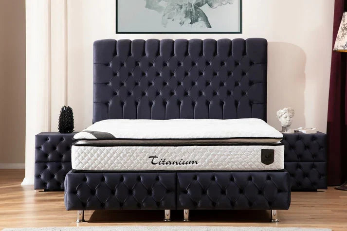 Lit Coffre Luna Velours Luxe