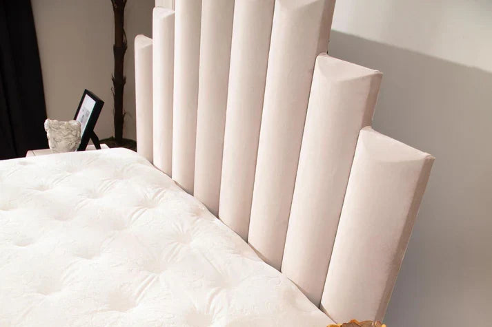 Lit Coffre Natura Velours Beige Gris