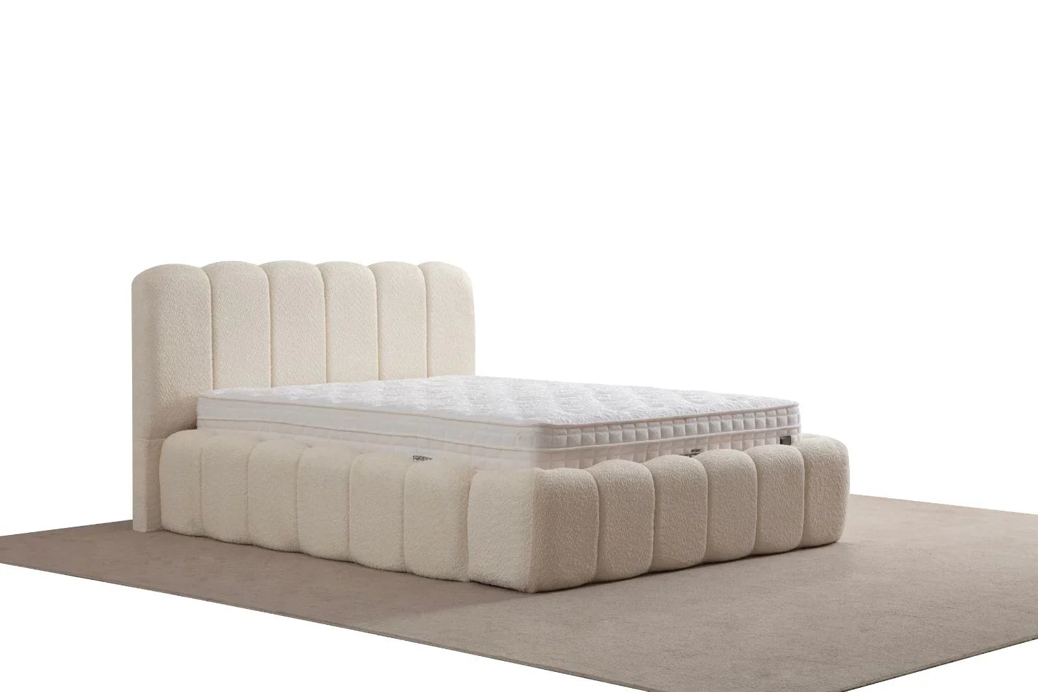 Lit Coffre Alya Chenille Blanc 160x200