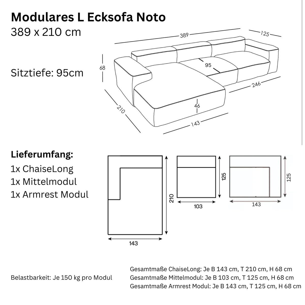 Canapé L Modulable Noto