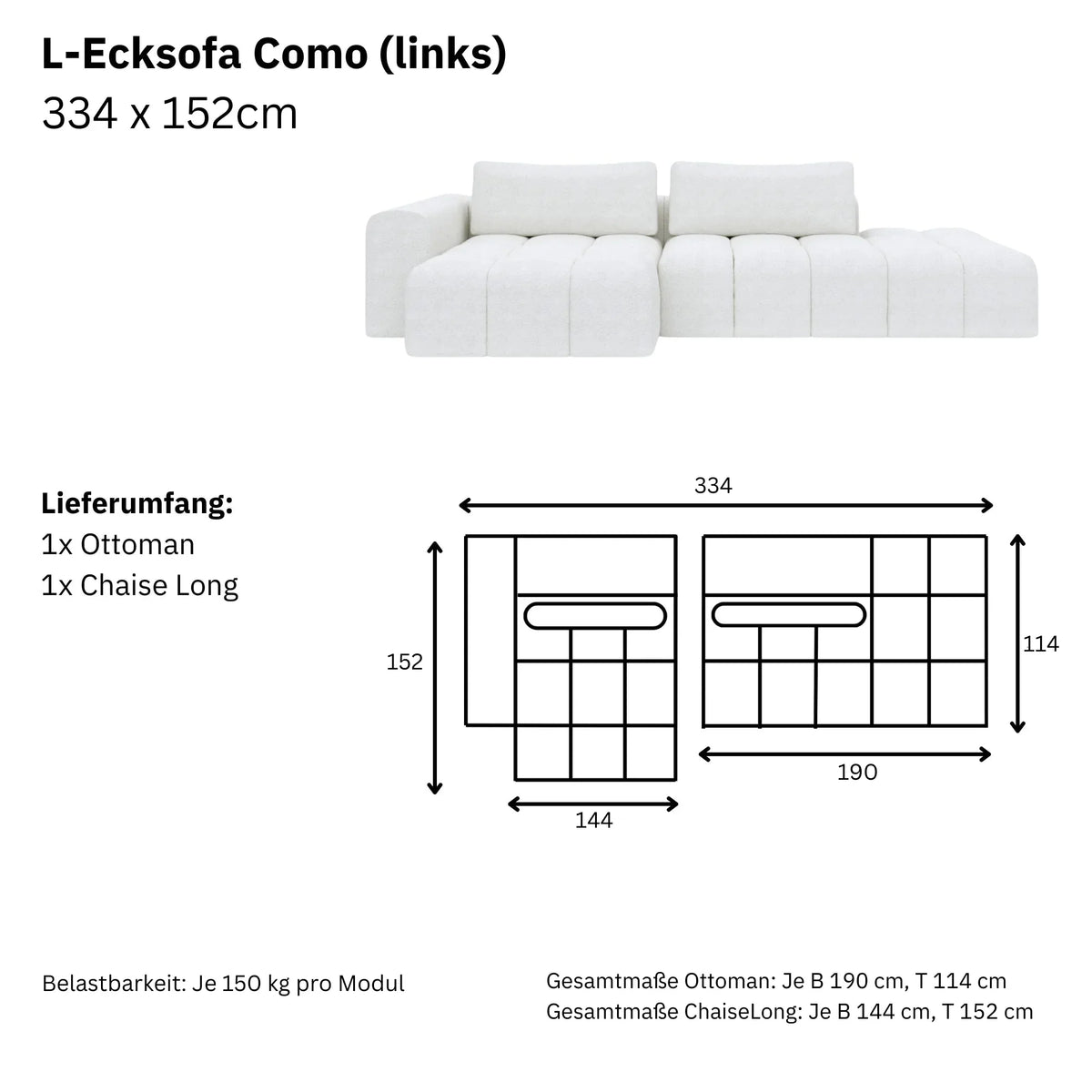 Canapé L Modular Comora