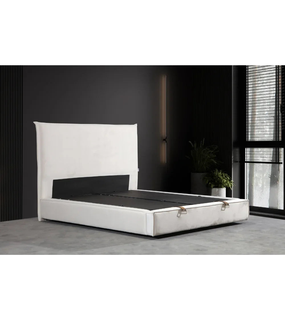 Lit Coffre Velours Flocon