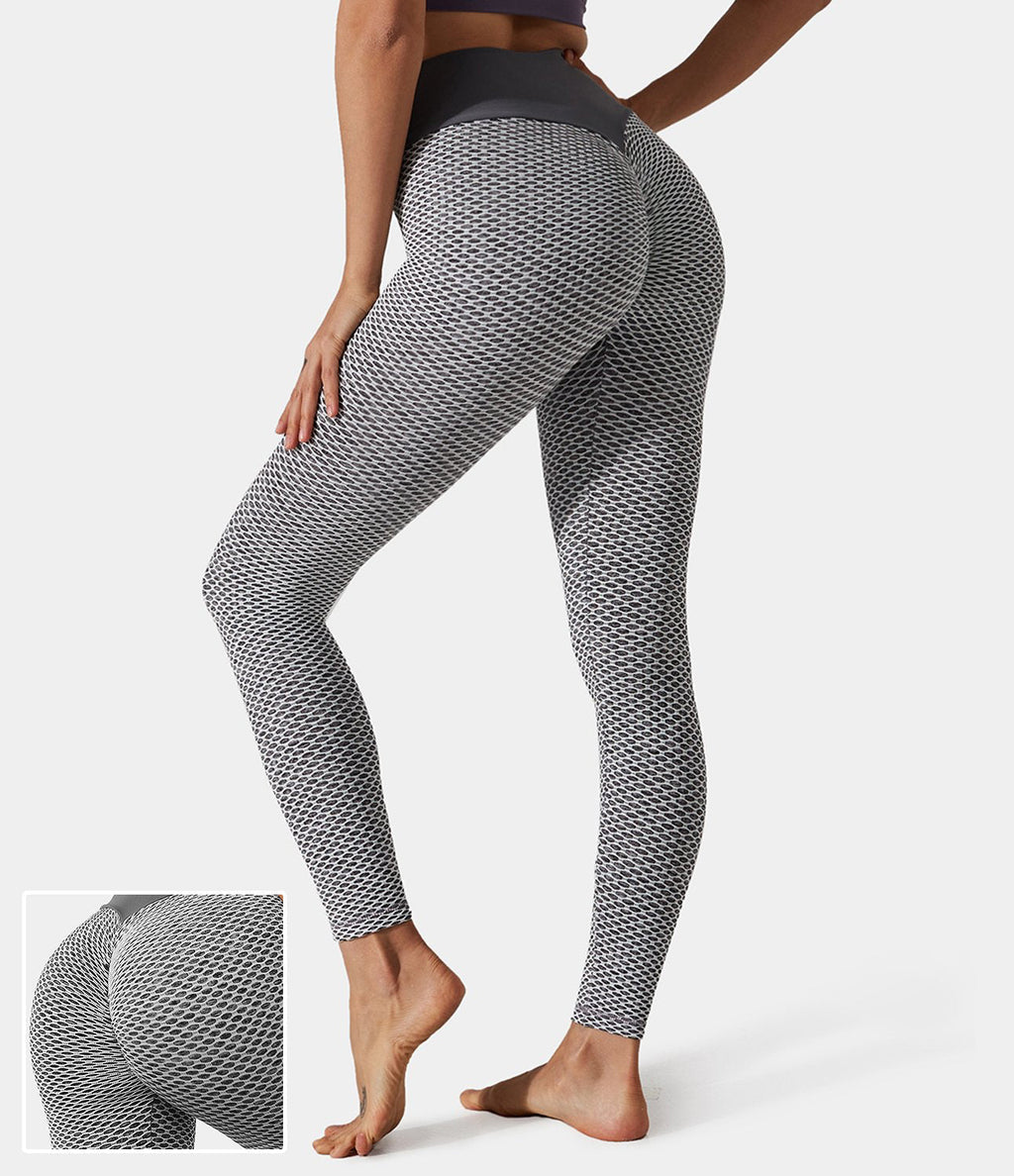 Grey High Waisted Butt Lifting Honeycomb Legging