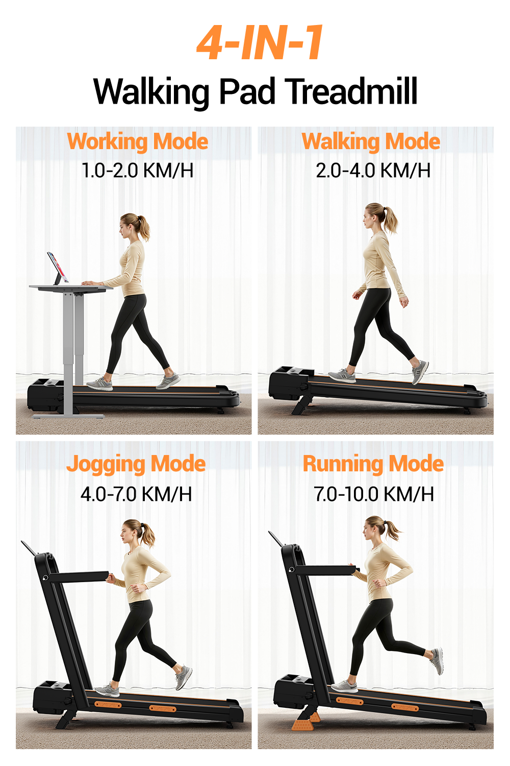 <tc>Umay X5F Tapis de course portable pliable 3 en 1 avec inclinaison de 16 % maximum 10 KM/H</tc>