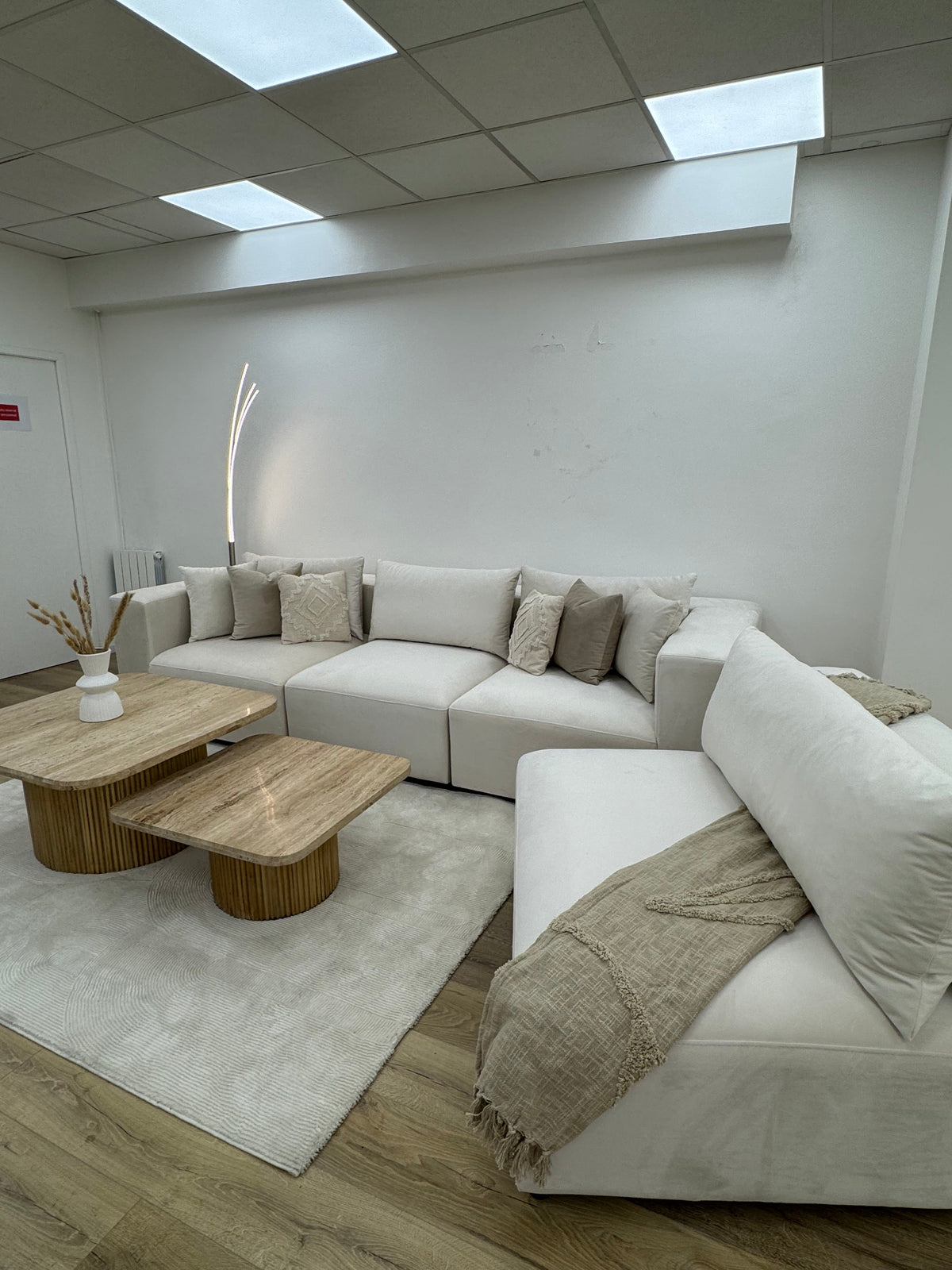 Canapé Azra Modulable Velours Blanc