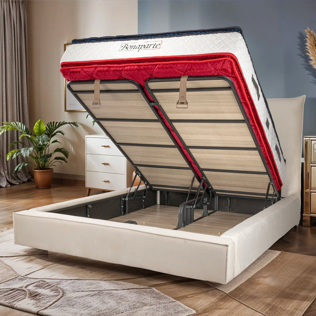 Lit Coffre Velours Flocon