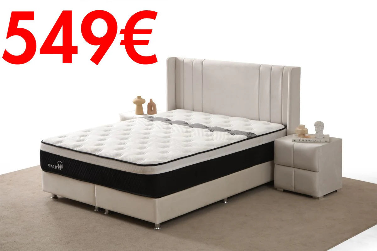 Lit Coffre Alma Velours Blanc Cassé