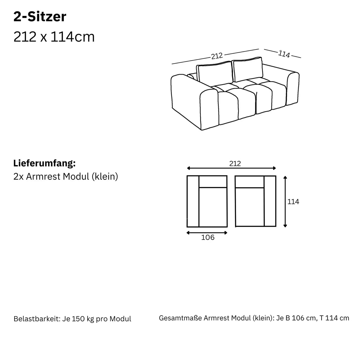 Canapé Modulable Comora 2 Places