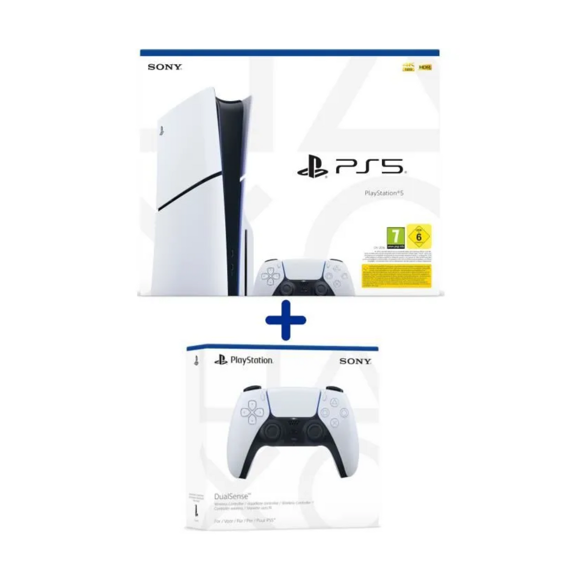 PS5 Standard Bundle: PS5 Console (Slim Model) + 2nd PS5 DualSense Wireless Controller in White