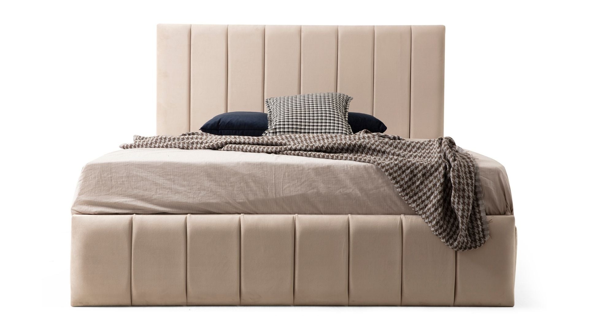 Cadre de lit en velours beige