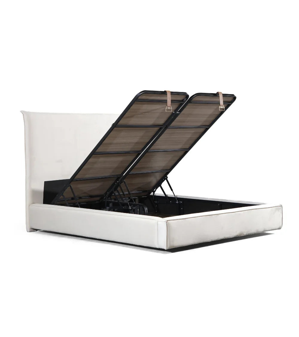 Lit Coffre Velours Flocon