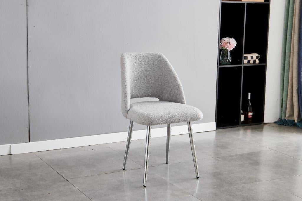 Chaise Ava Laine Bouclée Gris