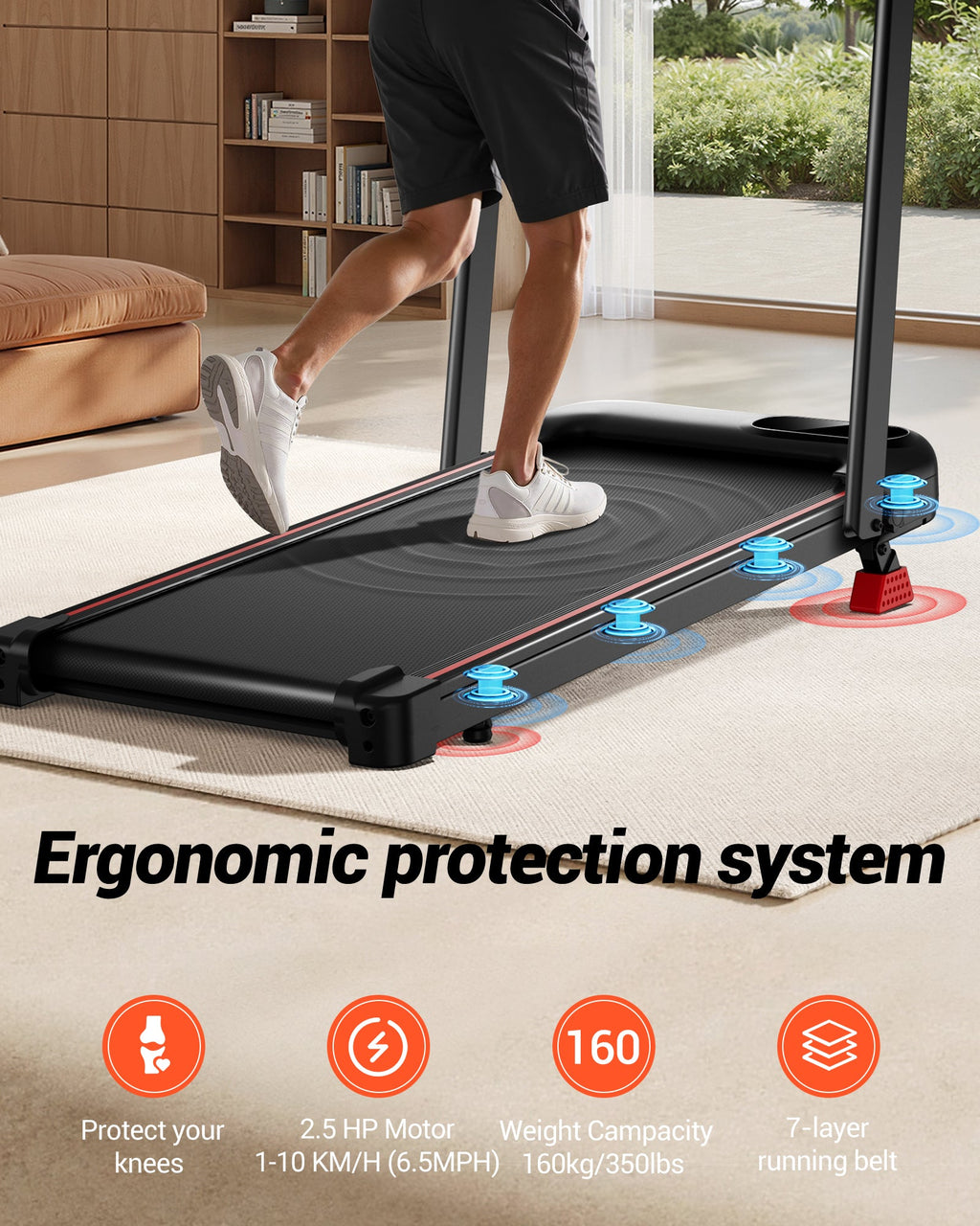 Tampon de marche intelligent Umay, tapis roulant sous le bureau et tapis roulant de marche incliné 2 en 1 pour le bureau à domicile
