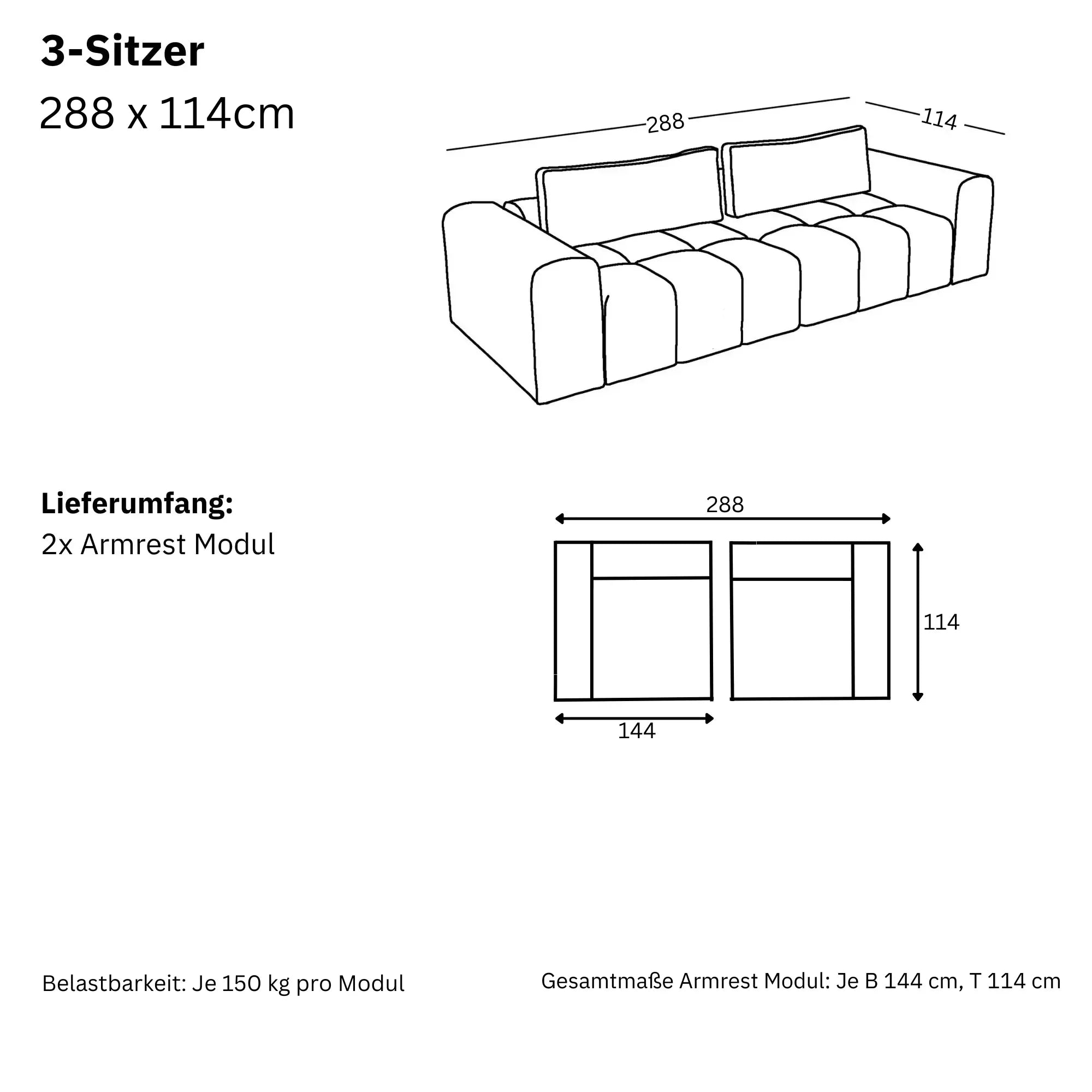 Canapé Modulaire Comora 3 Places
