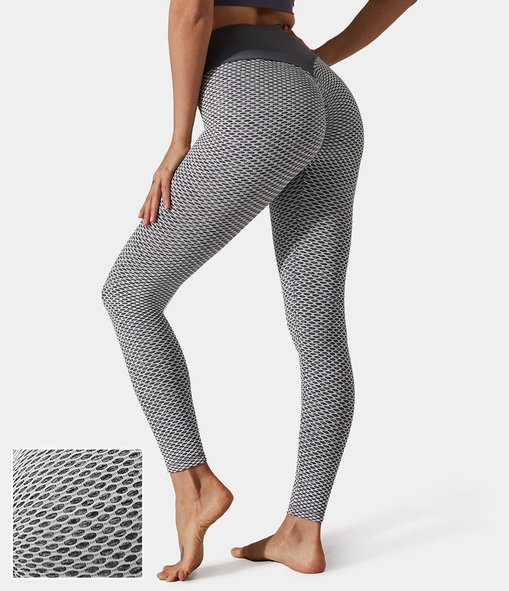 Grey High Waisted Butt Lifting Honeycomb Legging