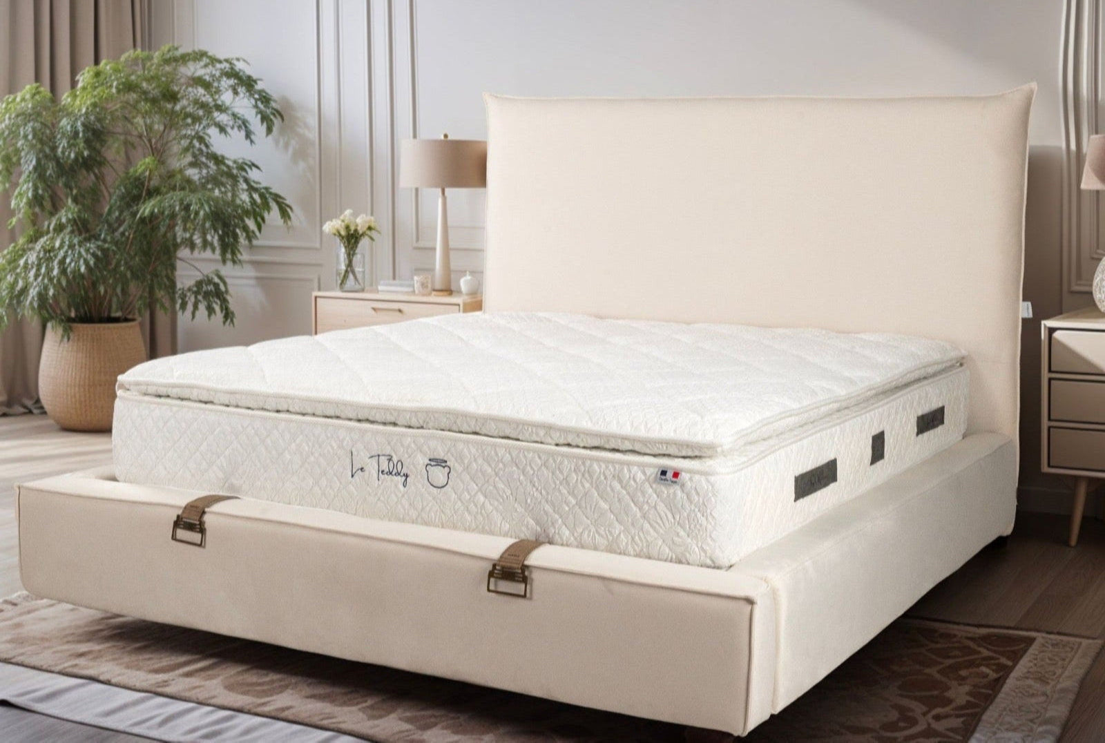 Lit Coffre Velours Flocon