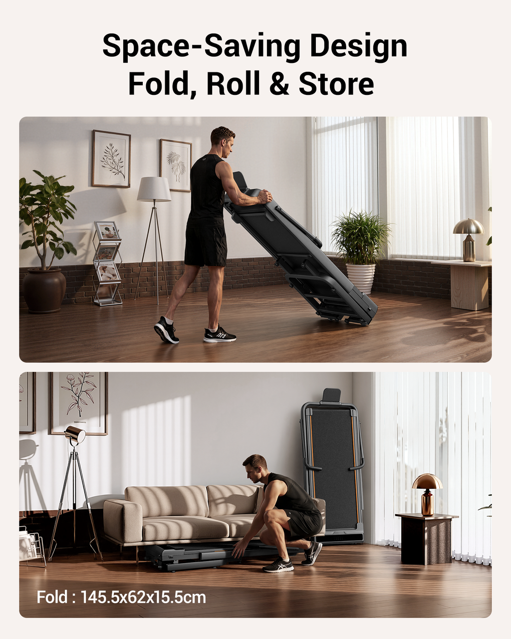 <tc>Umay SF20 Folding Treadmill with Three Larger Screens and Holder, 15% Incline and MAX 12 km/h (New Upgrade)</tc>