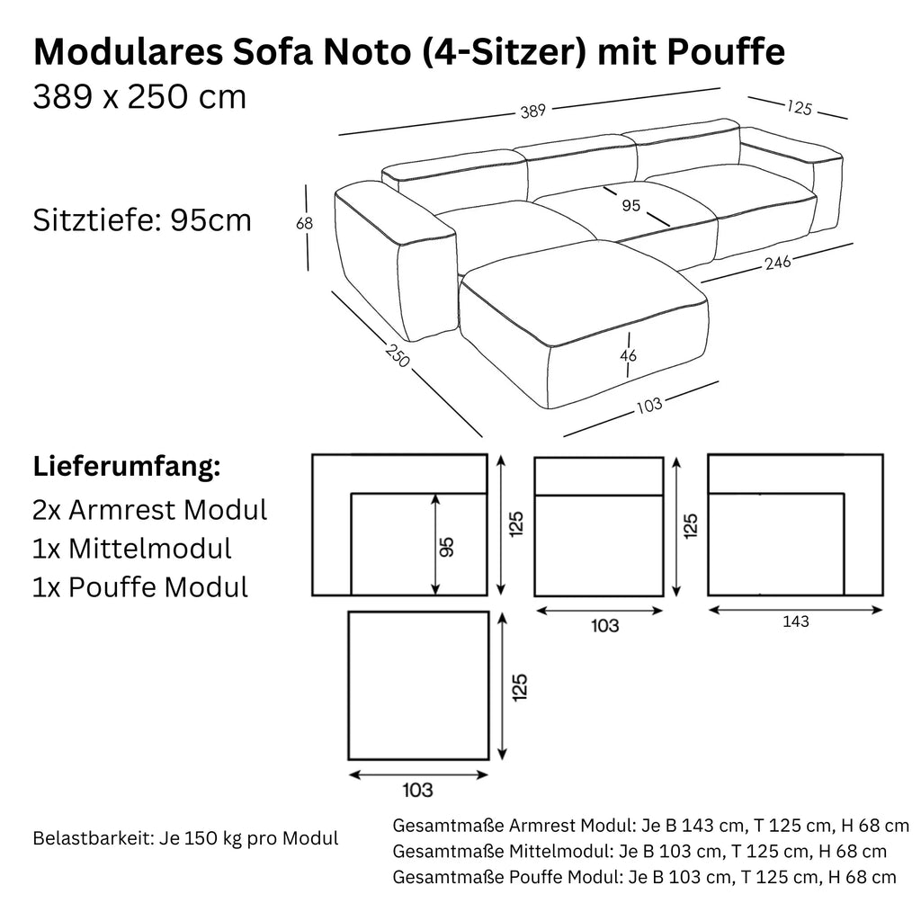 Sofa Noto Modulaire 4-Places