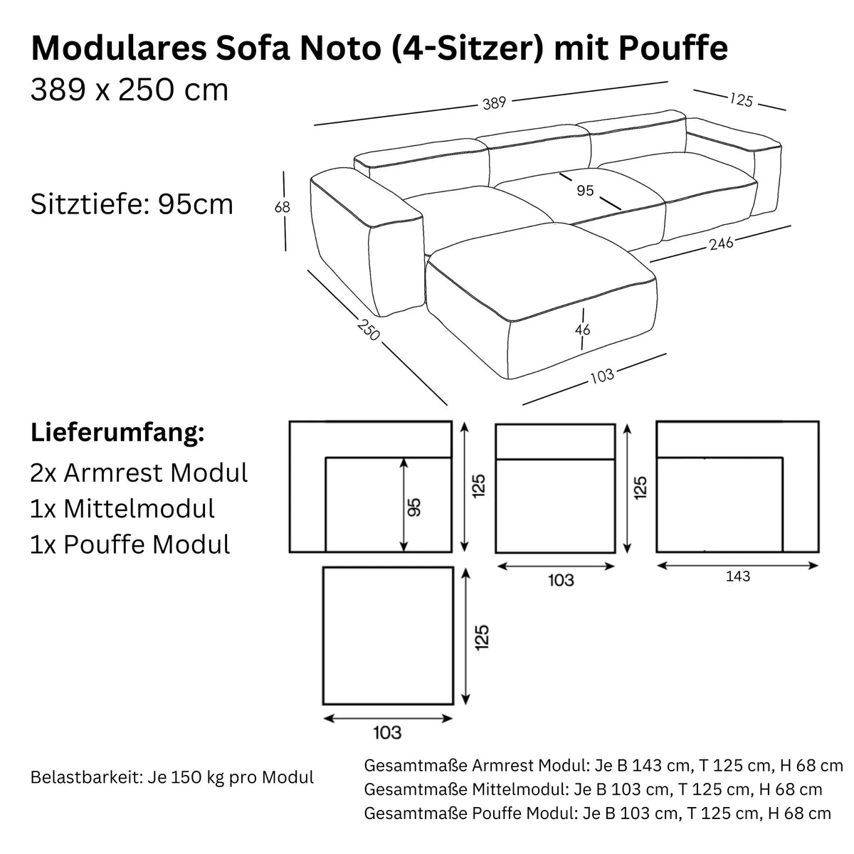 Sofa Noto Modulaire 4-Places