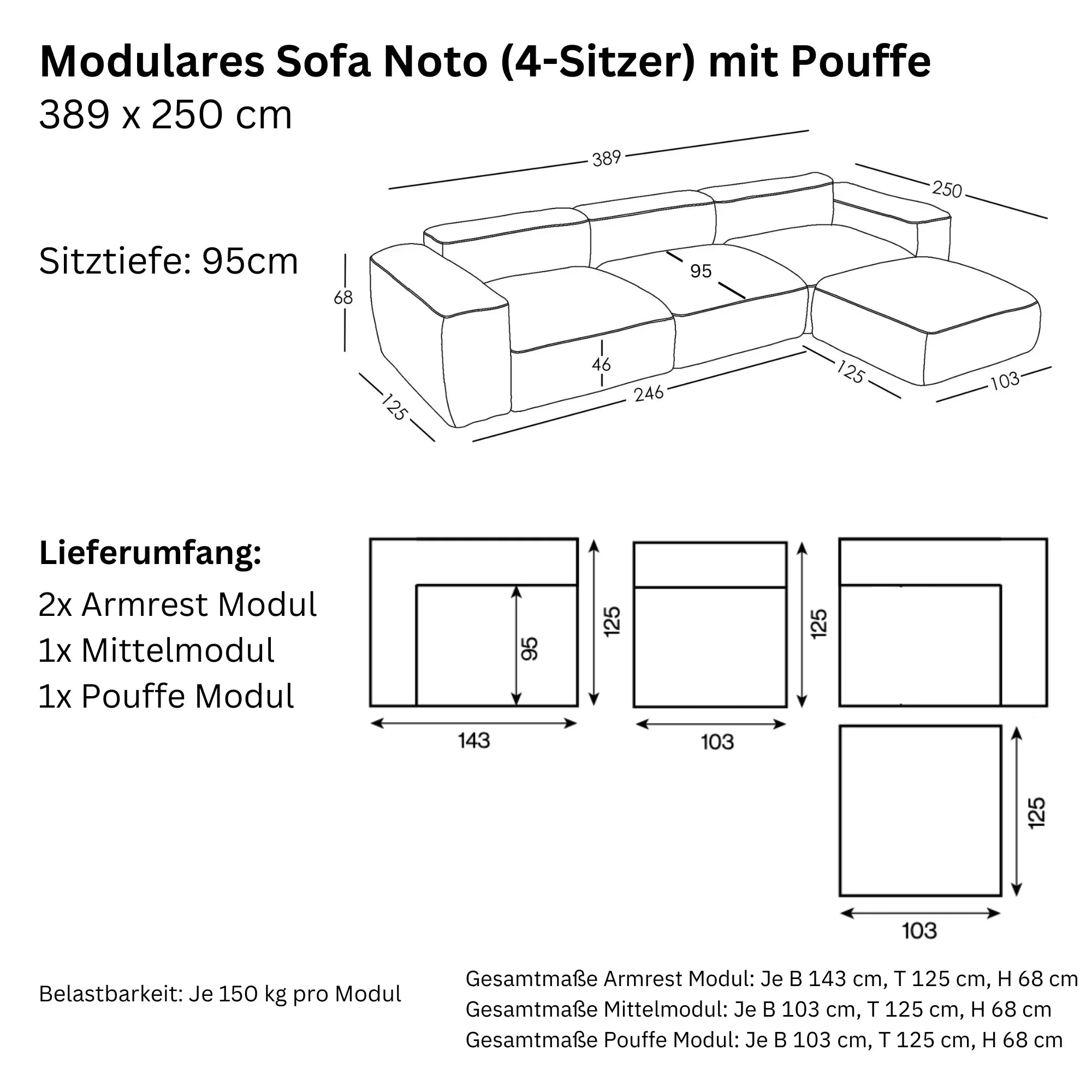 Canapé Modulaire Noto 4 Places