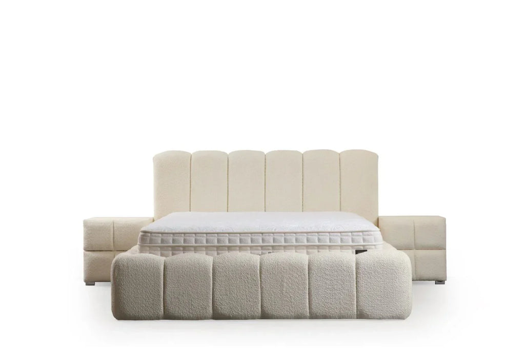 Lit Coffre Alya Chenille Blanc 160x200