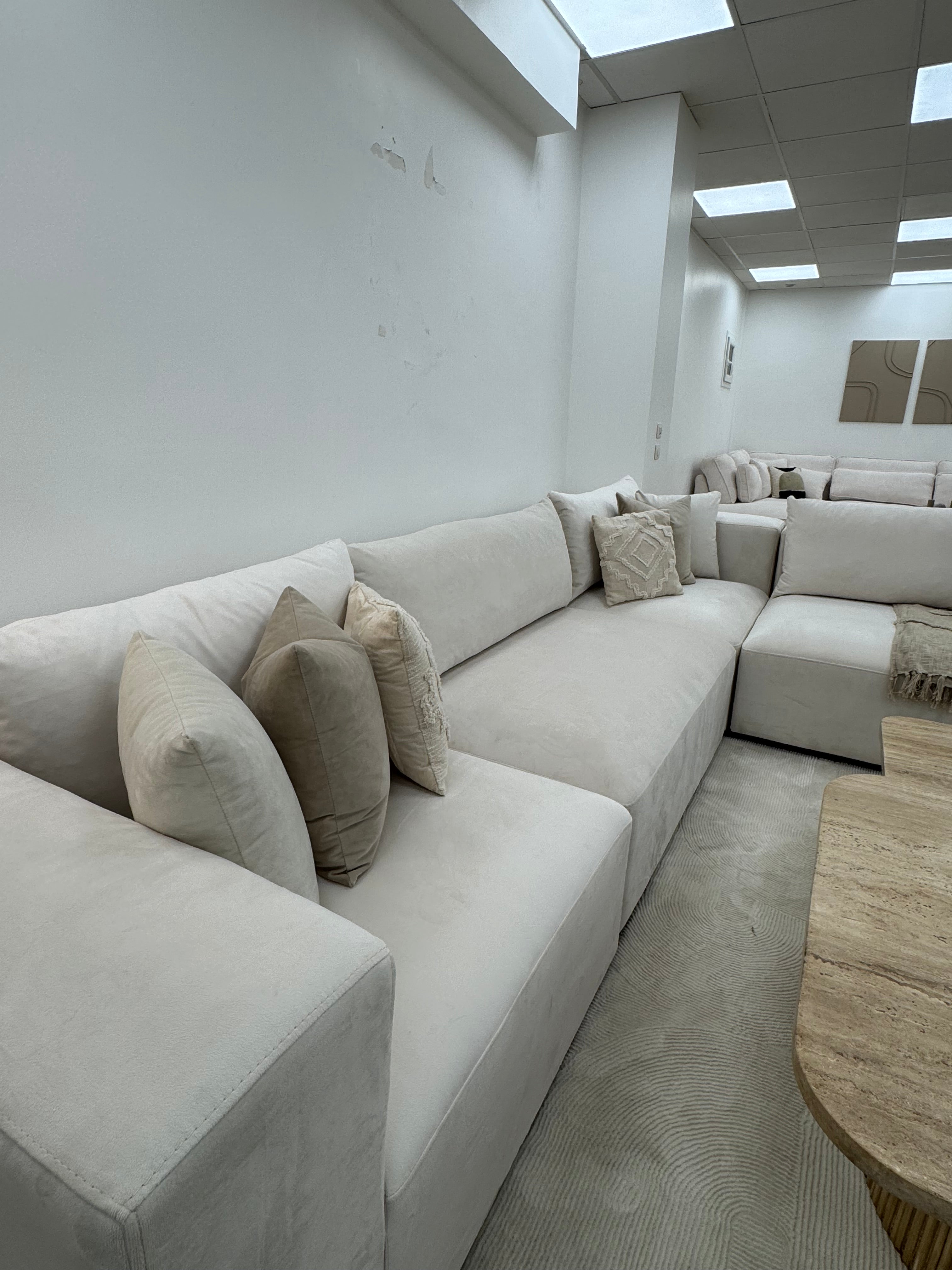 Canapé Azra Modulable Velours Blanc