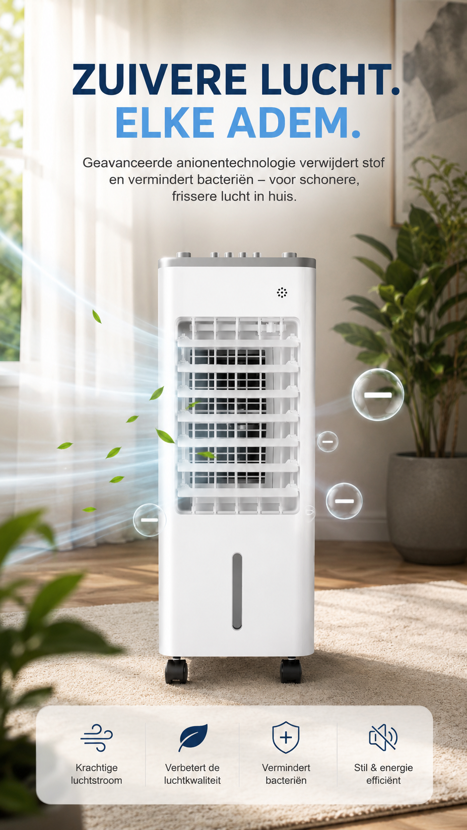 Coldest Breeze™ Lite Night — Rafraîchisseur d'Air Silencieux · Spécial Sommeil