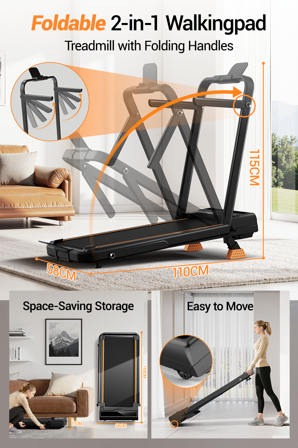 <tc>Umay X5F Tapis de course portable pliable 3 en 1 avec inclinaison de 16 % maximum 10 KM/H</tc>