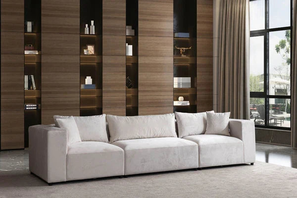 Canapé Azra Modulable Velours Blanc