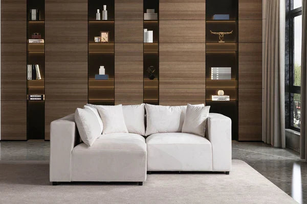 Canapé Azra Modulable Velours Blanc