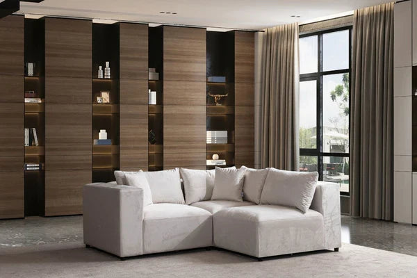 Canapé Azra Modulable Velours Blanc