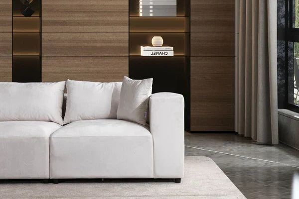 Canapé Azra Modulable Velours Blanc