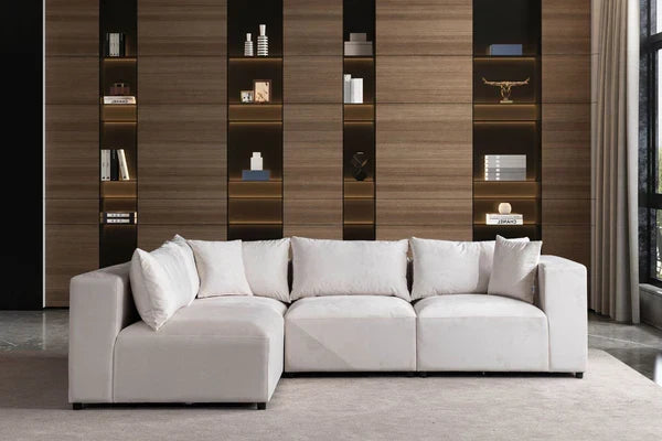 Canapé Azra Modulable Velours Blanc