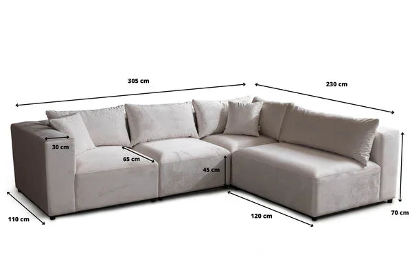 Canapé Azra Modulable Velours Blanc