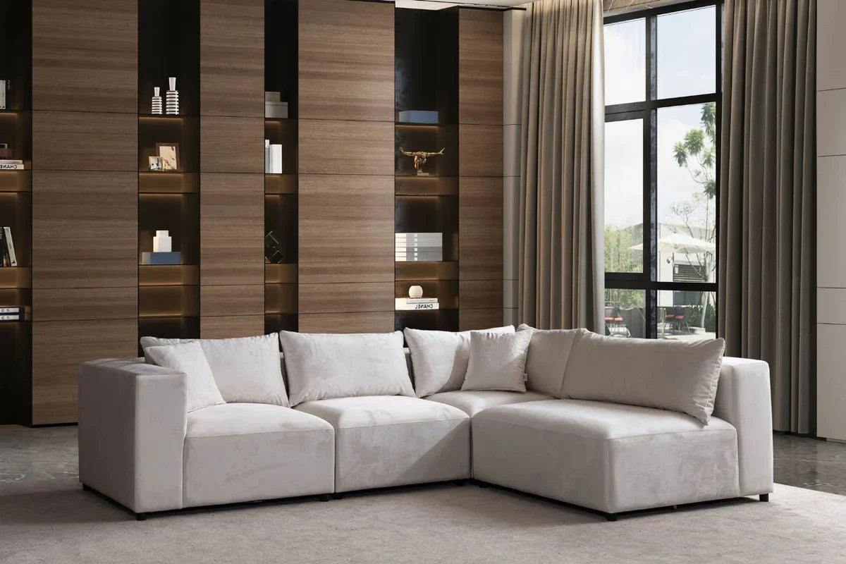 Canapé Azra Modulable Velours Blanc