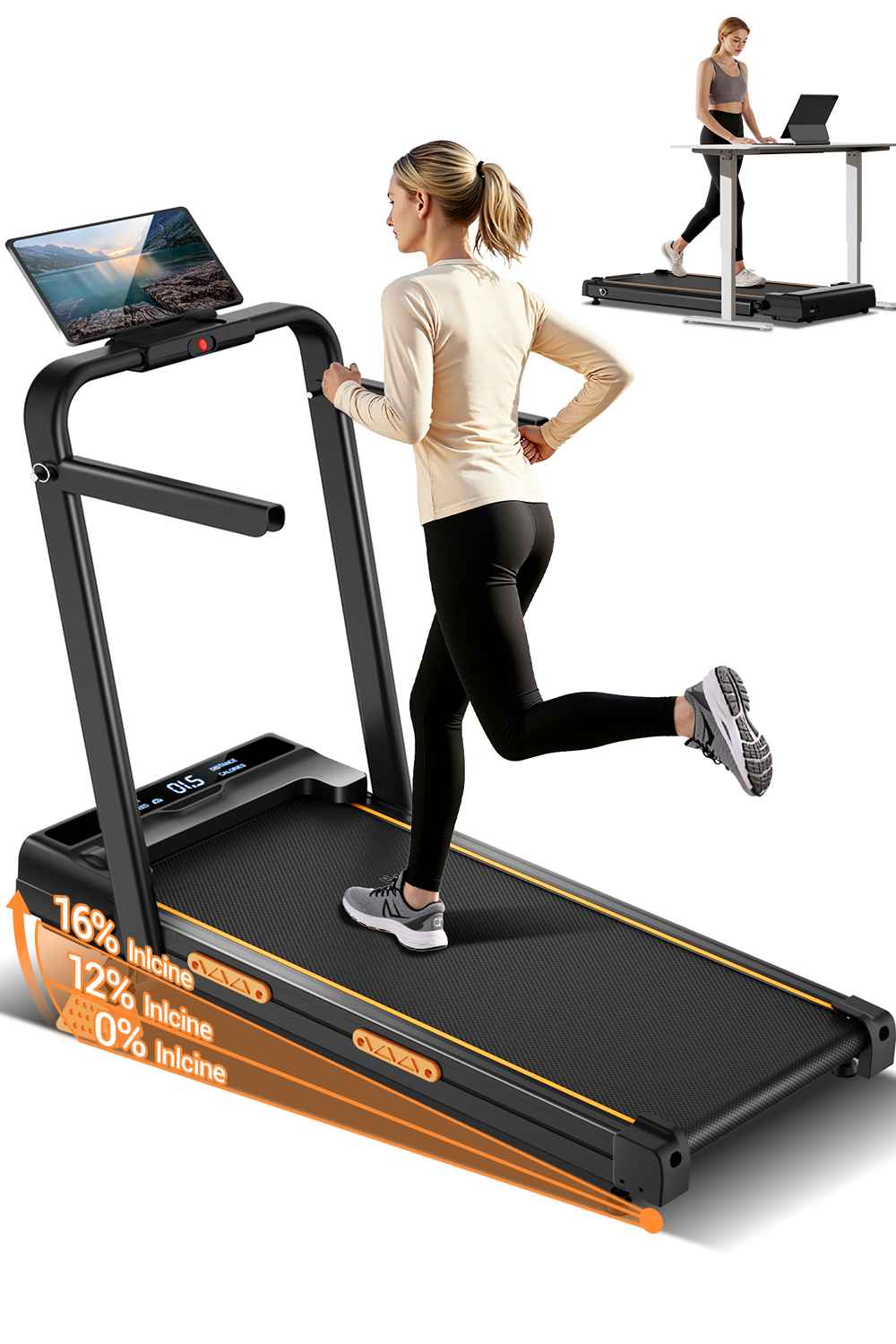 <tc>Umay X5F Tapis de course portable pliable 3 en 1 avec inclinaison de 16 % maximum 10 KM/H</tc>