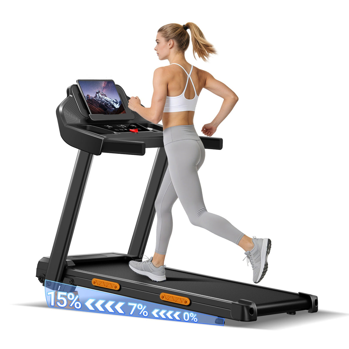 <tc>Umay SF20 Foldable Treadmill with Three Wider Screens and Stand, 15% Incline and MAX 12 km/h (New Upgrade)</tc>