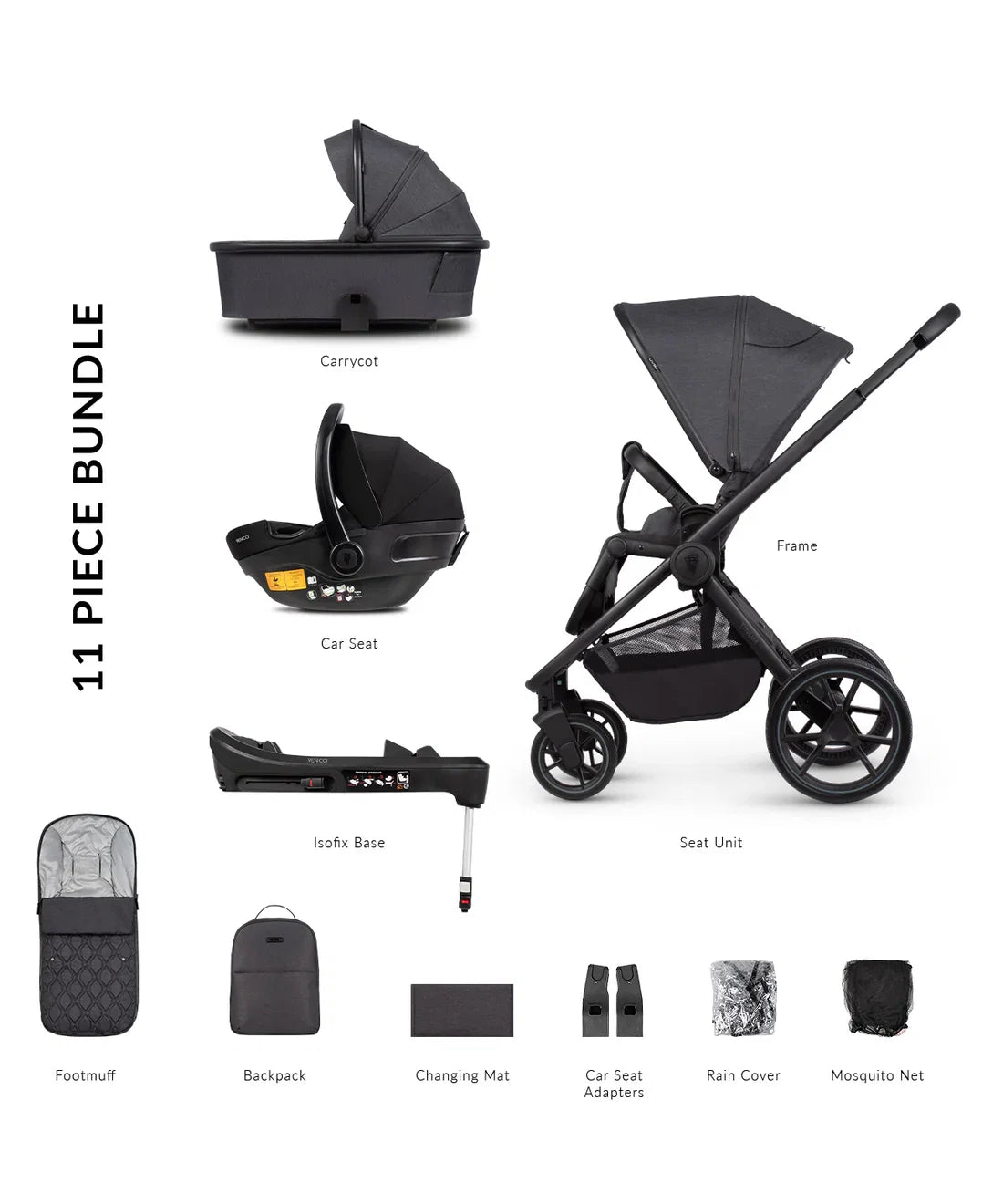 Venicci Tinum Edge Pram - 3IN1 + Base Bundle