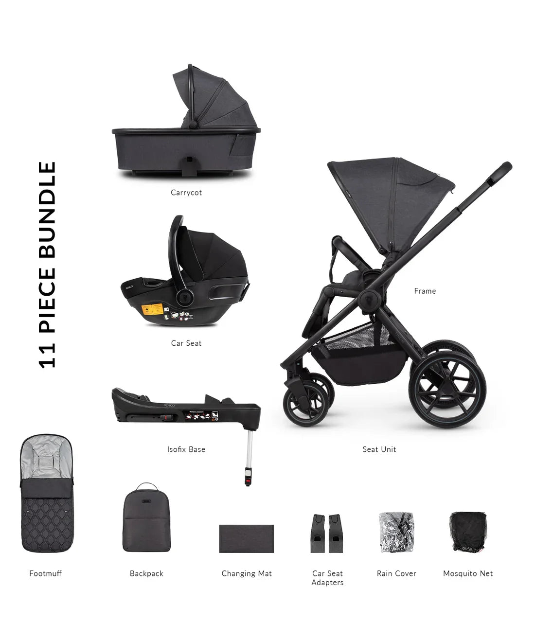 Venicci Tinum Edge Pram - 3IN1 + Base Bundle