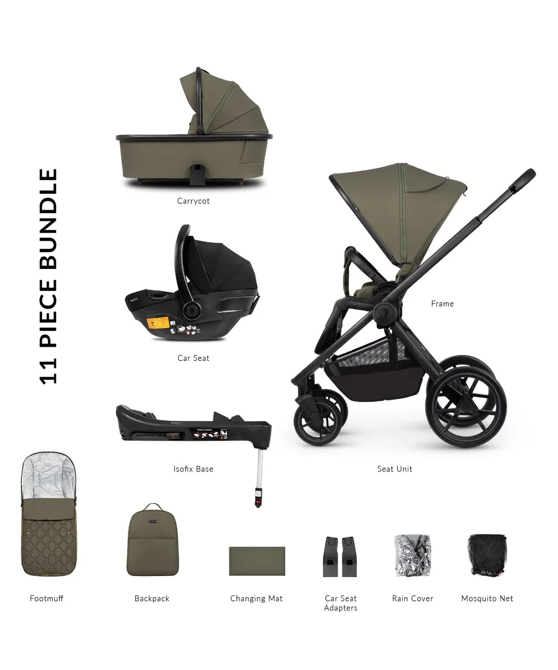 Venicci Tinum Edge Pram - 3IN1 + Base Bundle