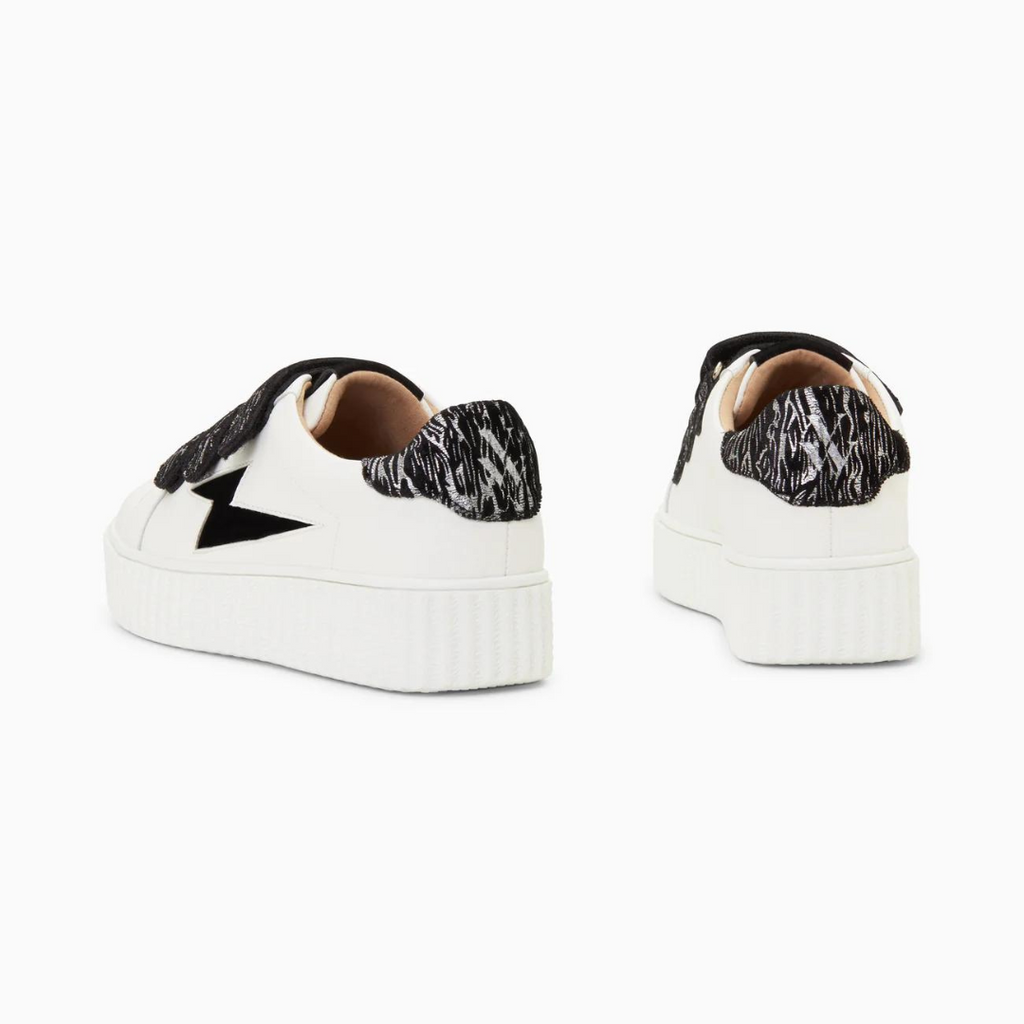 Baskets éclair Ingrid blanc et noir zébré à scratchs