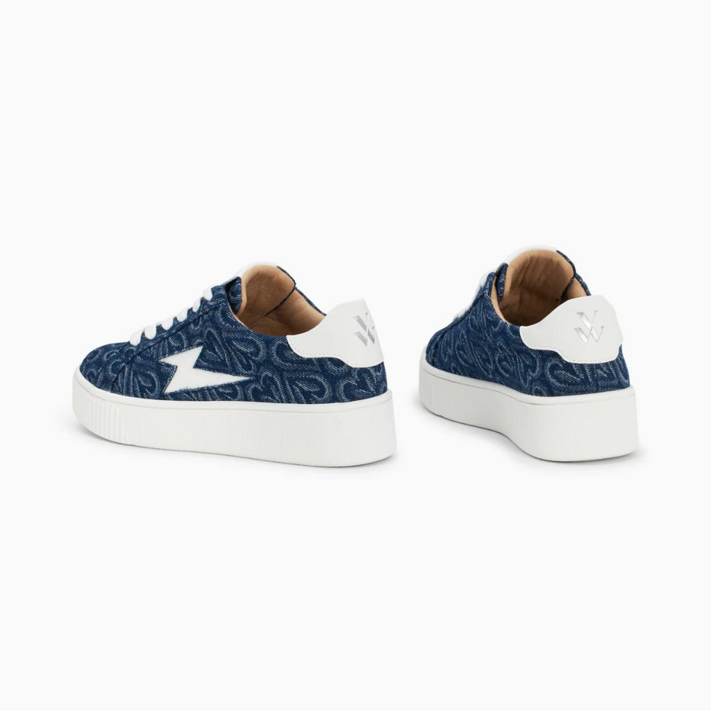 Baskets éclair Enola denim coeur à lacets