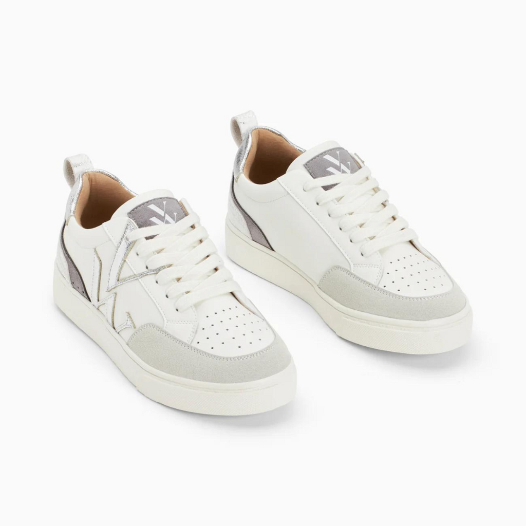 Baskets monogramme Luna blanc et argent