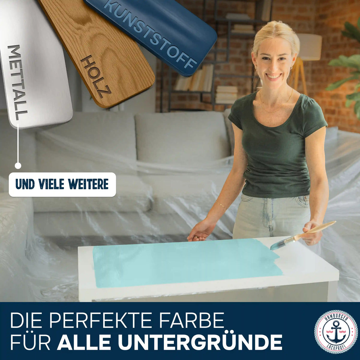 Möbelfarbe im Komplett-Set - Möbellack ohne Schleifen inkl. Farbroller & Verdünnung - Hamburger Lack-Profi