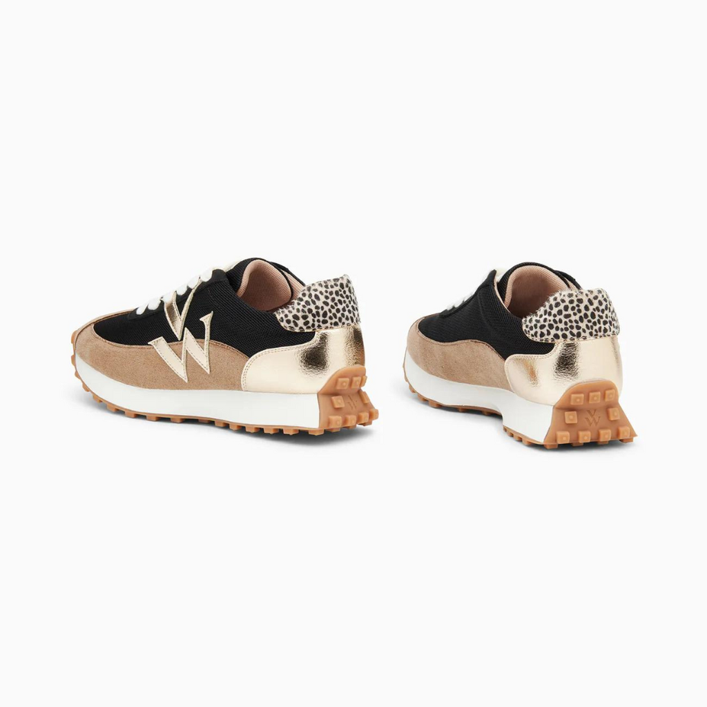 Baskets monogramme Pia beige et noir à semelle running