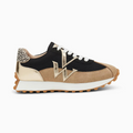 Baskets monogramme Pia beige et noir à semelle running